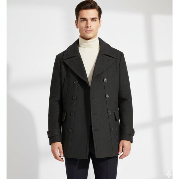 🧥 ZARA MAN Charcoal Wool Coat - Classic, Men (XL) - Picture 1 of 8